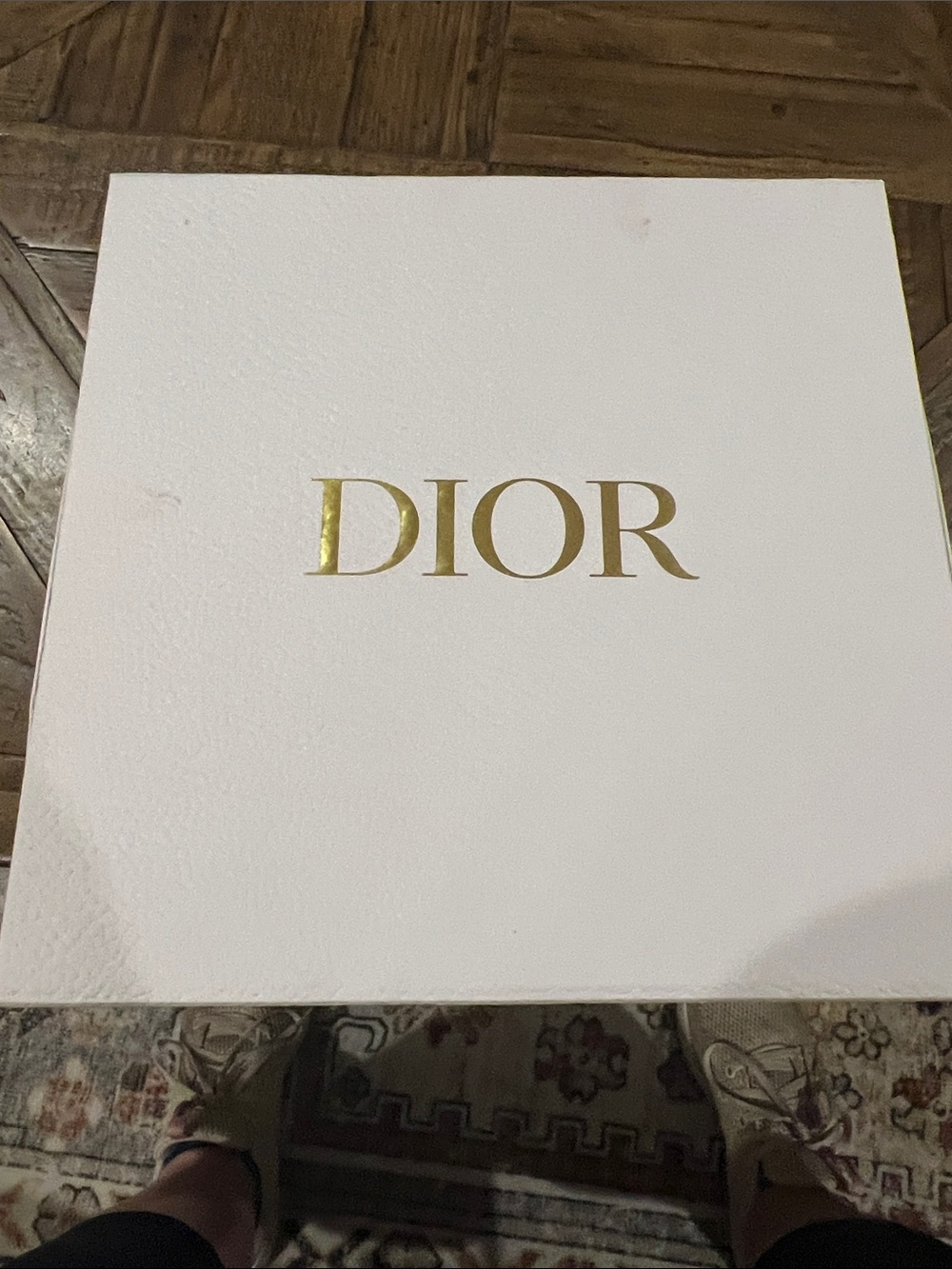 Dior White Textured Decorative Box with Gold Logo